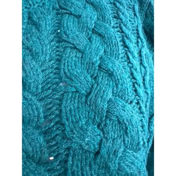 J Crew Cable Knit Cardigan Ruffle Neck Button Front Wool CHRISTMAS Sz small - Picture 8 of 13